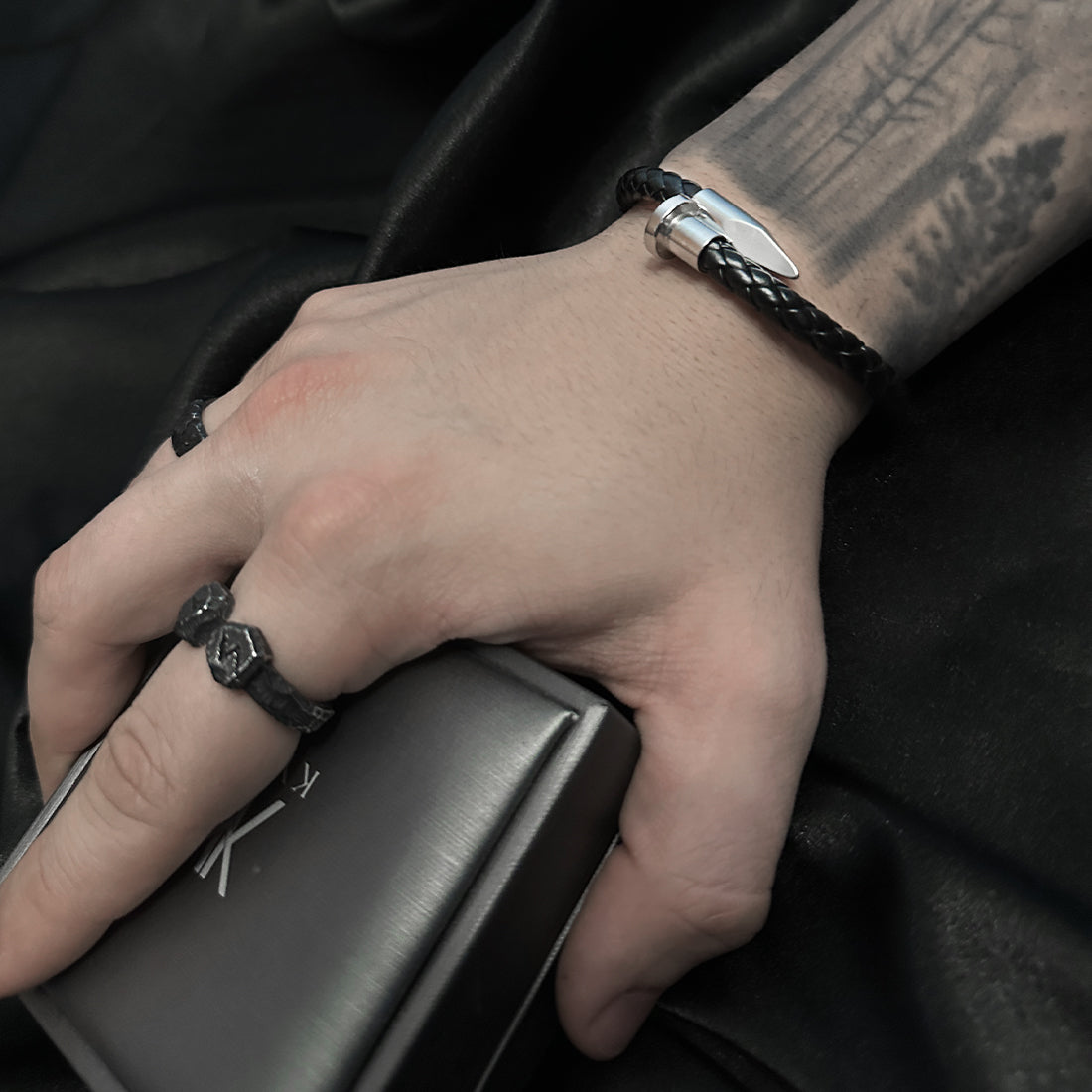 Midnight Leather Men Bracelet