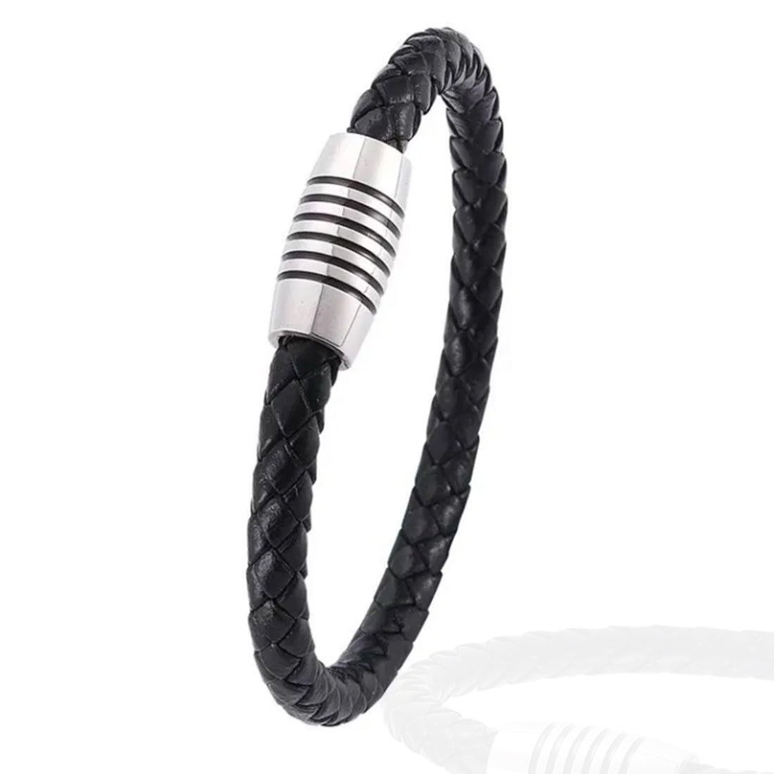 Rugged Leather Black Men Bracelet