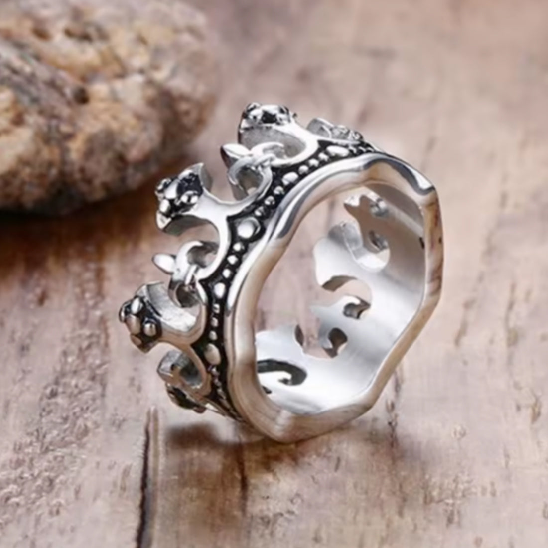 Crowncut Silver Men Ring