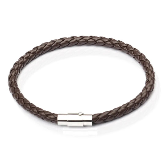 Rugged Leather Brown Men Bracelet